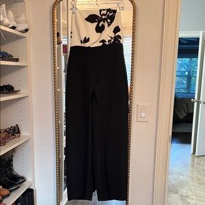 Black Wide-Leg Jumpsuit with Monochrome Floral Top